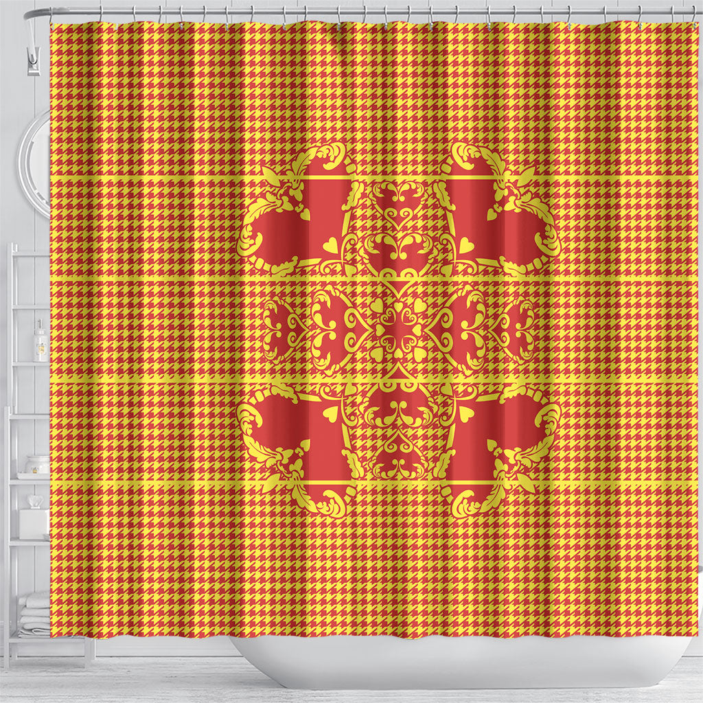 Scarlet Red Hearts Crown Traditional Geometry Shower Curtain Seanamarena Basotho Blanket Inspired