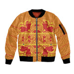Scarlet Red Hearts Crown Traditional Geometry Sleeve Zip Bomber Jacket Seanamarena Basotho Blanket Inspired