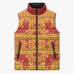 Scarlet Red Hearts Crown Traditional Geometry Sleeveless Puffer Jacket Seanamarena Basotho Blanket Inspired