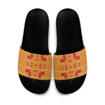 Scarlet Red Hearts Crown Traditional Geometry Slide Sandals Seanamarena Basotho Blanket Inspired