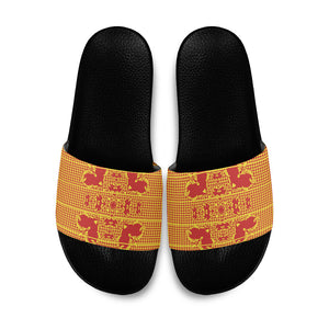 Scarlet Red Hearts Crown Traditional Geometry Slide Sandals Seanamarena Basotho Blanket Inspired