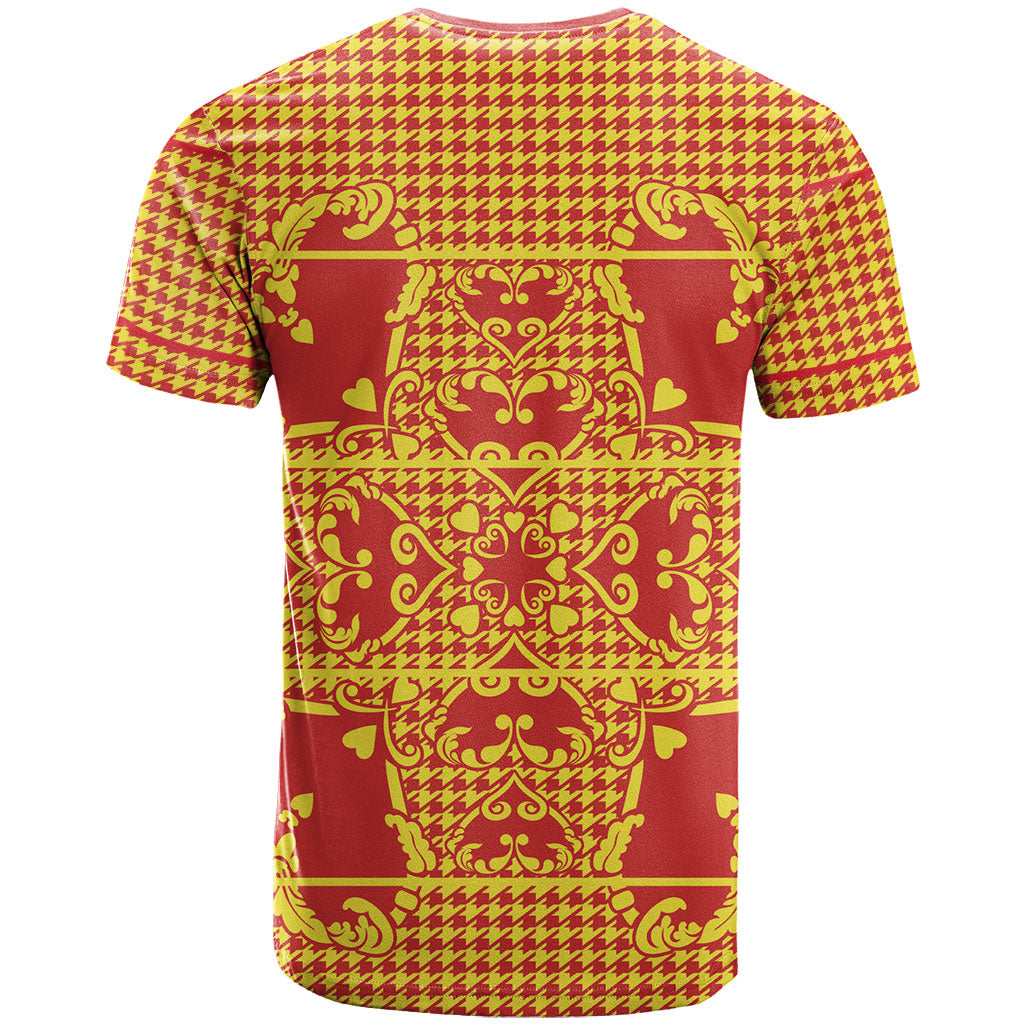 Scarlet Red Hearts Crown Traditional Geometry T shirt Seanamarena Basotho Blanket Inspired