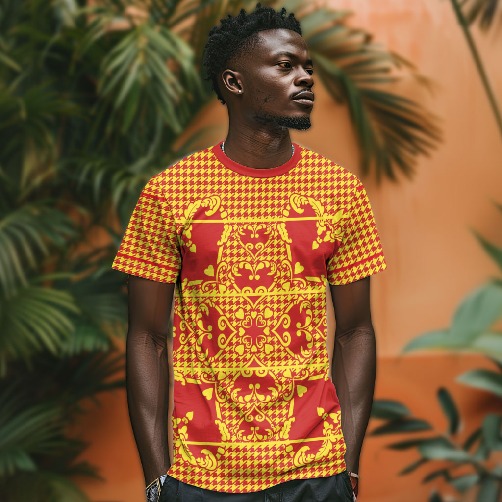 Scarlet Red Hearts Crown Traditional Geometry T shirt Seanamarena Basotho Blanket Inspired