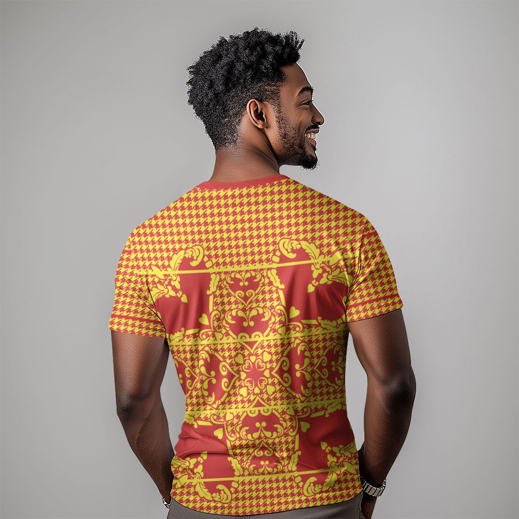 Scarlet Red Hearts Crown Traditional Geometry T shirt Seanamarena Basotho Blanket Inspired