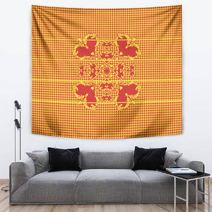 Scarlet Red Hearts Crown Traditional Geometry Tapestry Seanamarena Basotho Blanket Inspired
