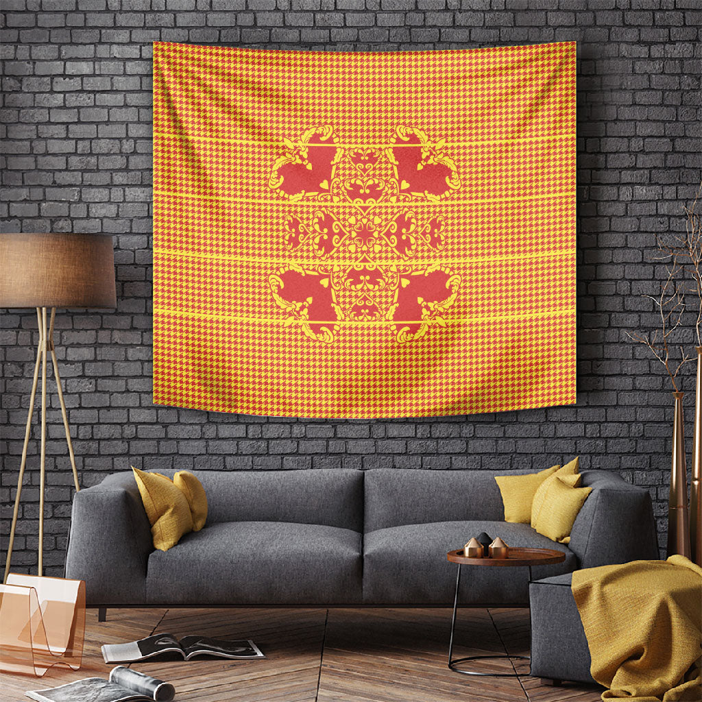 Scarlet Red Hearts Crown Traditional Geometry Tapestry Seanamarena Basotho Blanket Inspired