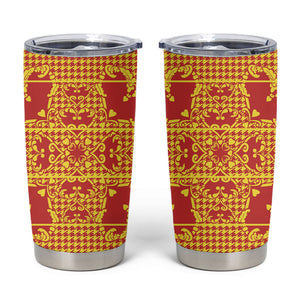 Scarlet Red Hearts Crown Traditional Geometry Tumbler Cup Seanamarena Basotho Blanket Inspired