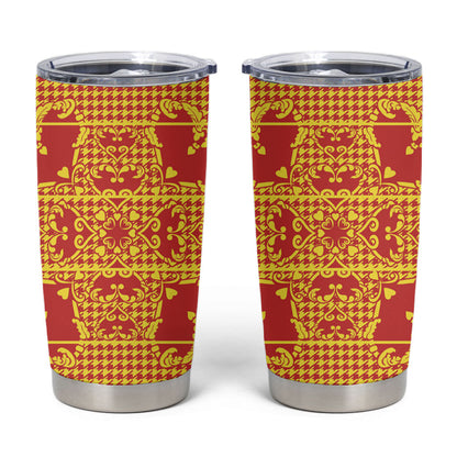 Scarlet Red Hearts Crown Traditional Geometry Tumbler Cup Seanamarena Basotho Blanket Inspired