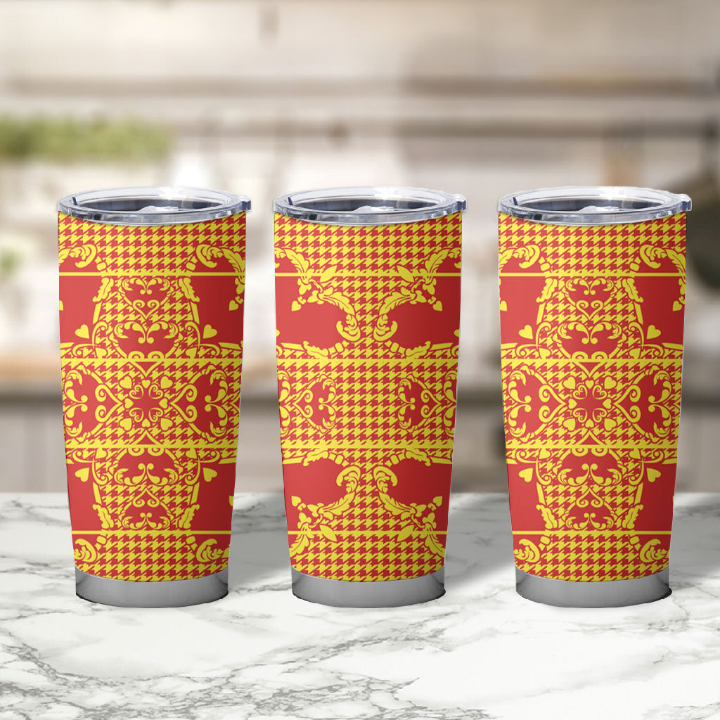 Scarlet Red Hearts Crown Traditional Geometry Tumbler Cup Seanamarena Basotho Blanket Inspired