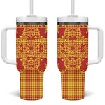 Scarlet Red Hearts Crown Traditional Geometry Tumbler With Handle Seanamarena Basotho Blanket Inspired
