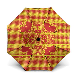 Scarlet Red Hearts Crown Traditional Geometry Umbrella Seanamarena Basotho Blanket Inspired