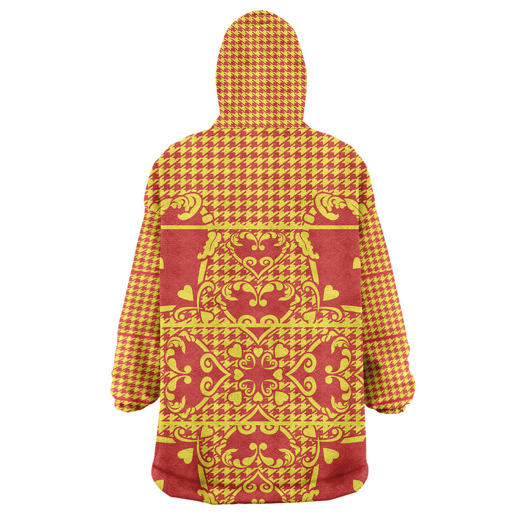 Scarlet Red Hearts Crown Traditional Geometry Wearable Blanket Hoodie Seanamarena Basotho Blanket Inspired