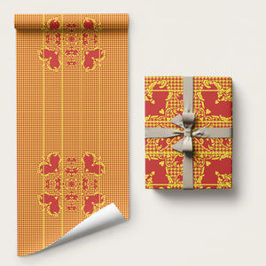 Scarlet Red Hearts Crown Traditional Geometry Wrapping Paper Seanamarena Basotho Blanket Inspired