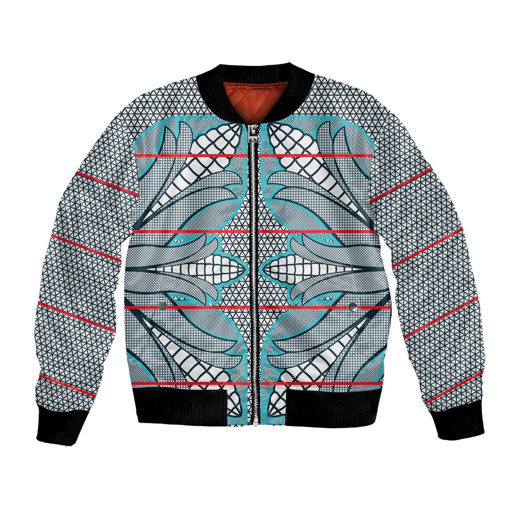 Cobalt Blue Khotso Mojalefa Poone Bomber Jacket Basotho Khotso Blanket Inspired