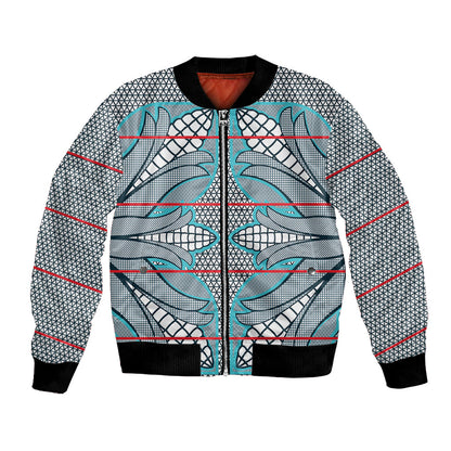 Cobalt Blue Khotso Mojalefa Poone Bomber Jacket Basotho Khotso Blanket Inspired
