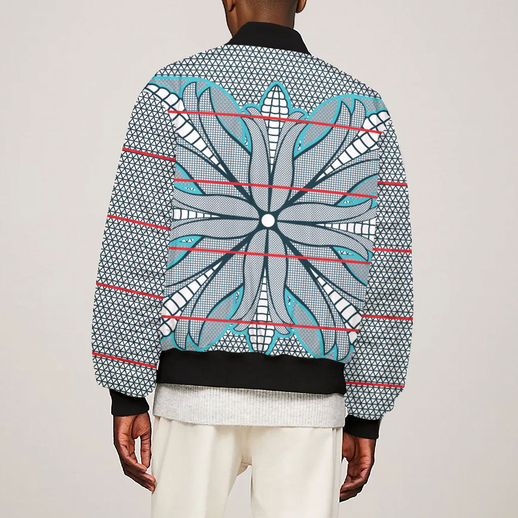 Cobalt Blue Khotso Mojalefa Poone Bomber Jacket Basotho Khotso Blanket Inspired