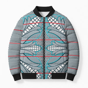 Cobalt Blue Khotso Mojalefa Poone Bomber Puffer Jacket Basotho Khotso Blanket Inspired