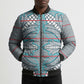 Cobalt Blue Khotso Mojalefa Poone Bomber Puffer Jacket Basotho Khotso Blanket Inspired