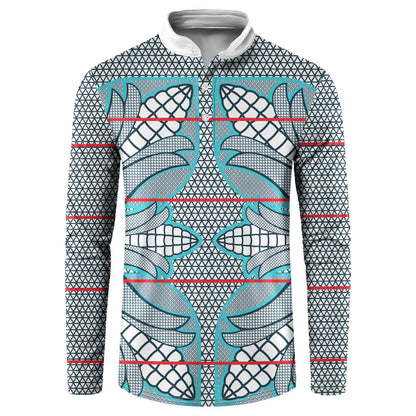 Cobalt Blue Khotso Mojalefa Poone Button Sweatshirt Basotho Khotso Blanket Inspired