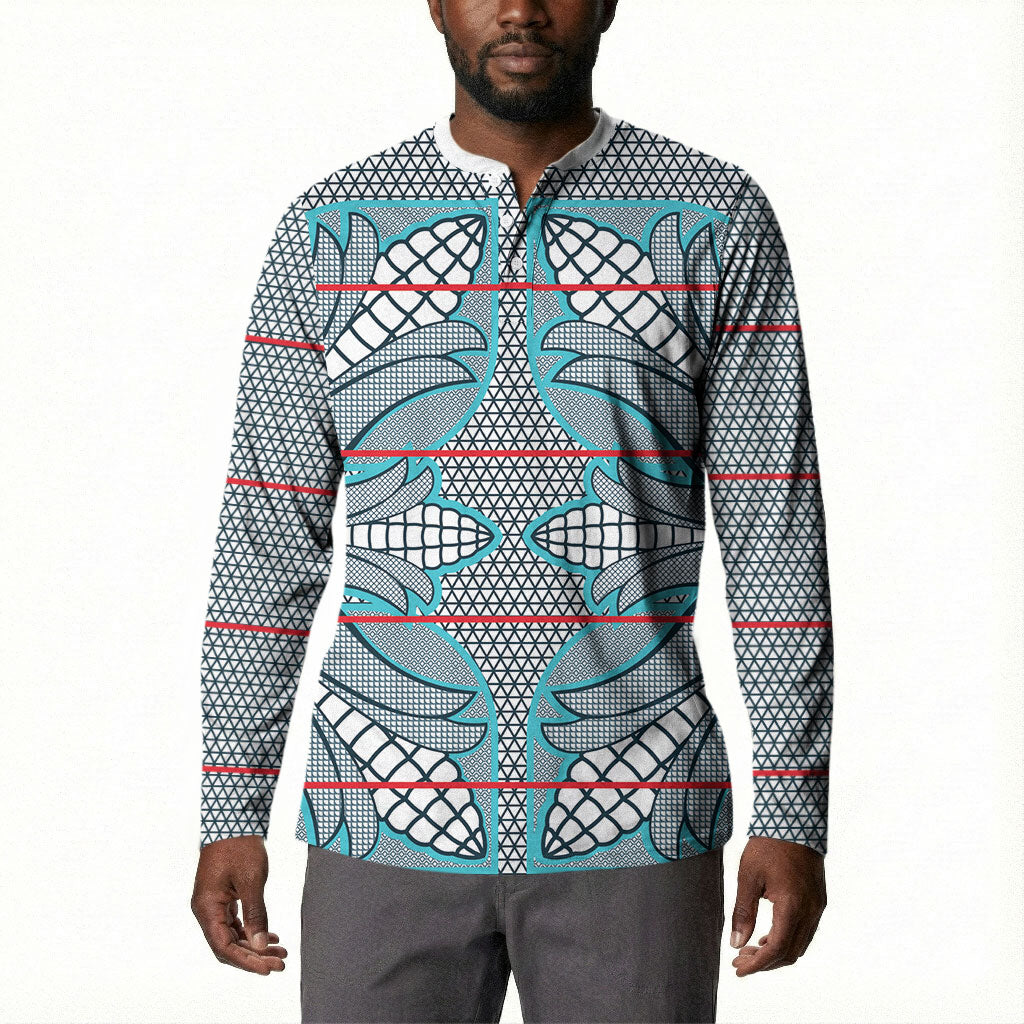 Cobalt Blue Khotso Mojalefa Poone Button Sweatshirt Basotho Khotso Blanket Inspired