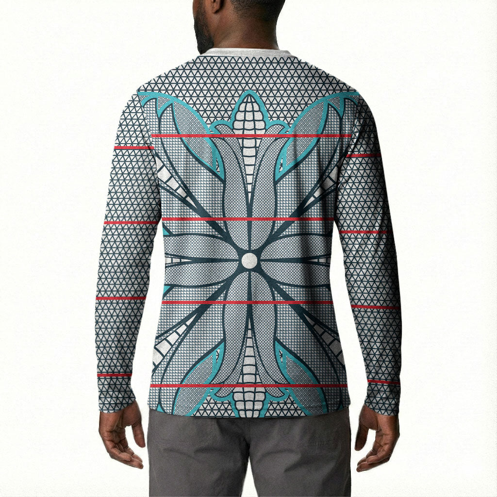 Cobalt Blue Khotso Mojalefa Poone Button Sweatshirt Basotho Khotso Blanket Inspired