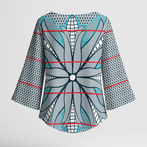 Cobalt Blue Khotso Mojalefa Poone Kimono Sleeve Blouse Basotho Khotso Blanket Inspired