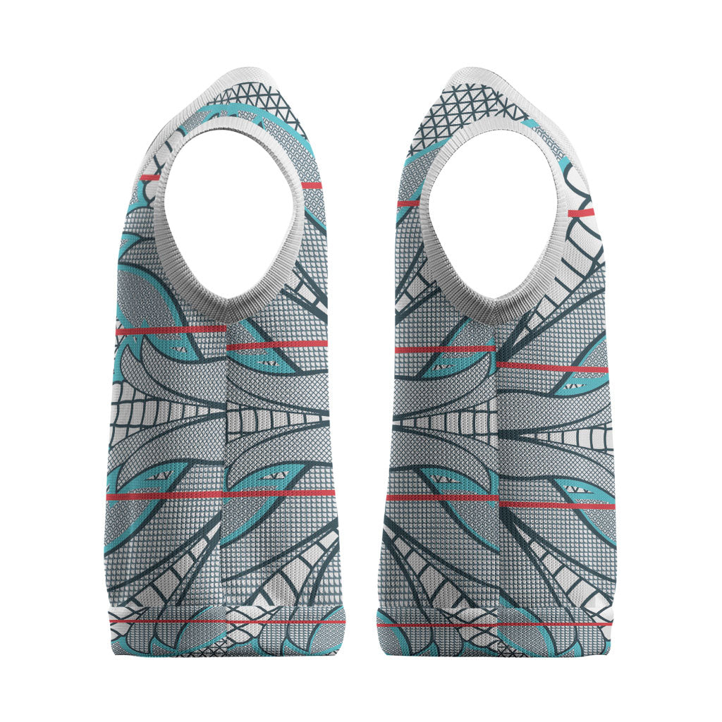 Cobalt Blue Khotso Mojalefa Poone Christmas Knitted V-Neck Vest Basotho Khotso Blanket Inspired