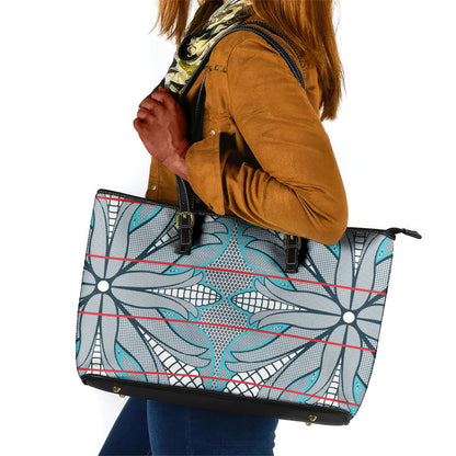 Cobalt Blue Khotso Mojalefa Poone Leather Tote Bag Basotho Khotso Blanket Inspired