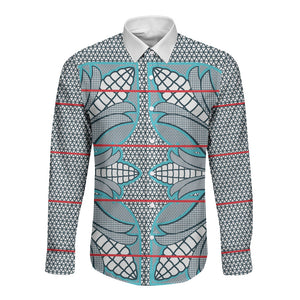 Cobalt Blue Khotso Mojalefa Poone Long Sleeve Button Shirt Basotho Khotso Blanket Inspired