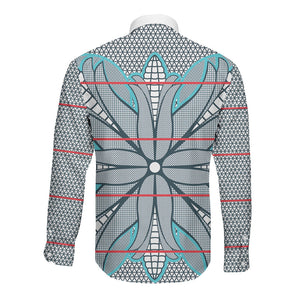 Cobalt Blue Khotso Mojalefa Poone Long Sleeve Button Shirt Basotho Khotso Blanket Inspired