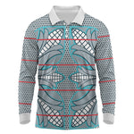 Cobalt Blue Khotso Mojalefa Poone Long Sleeve Polo Shirt Basotho Khotso Blanket Inspired