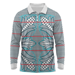 Cobalt Blue Khotso Mojalefa Poone Long Sleeve Polo Shirt Basotho Khotso Blanket Inspired