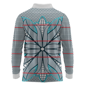 Cobalt Blue Khotso Mojalefa Poone Long Sleeve Polo Shirt Basotho Khotso Blanket Inspired