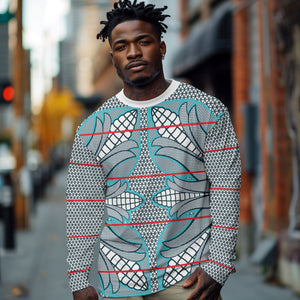 Cobalt Blue Khotso Mojalefa Poone Long Sleeve Shirt Basotho Khotso Blanket Inspired