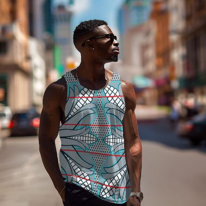 Cobalt Blue Khotso Mojalefa Poone Men Tank Top Basotho Khotso Blanket Inspired