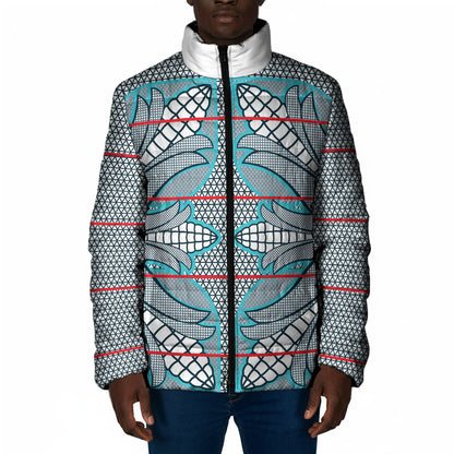 Cobalt Blue Khotso Mojalefa Poone Padded Jacket Basotho Khotso Blanket Inspired