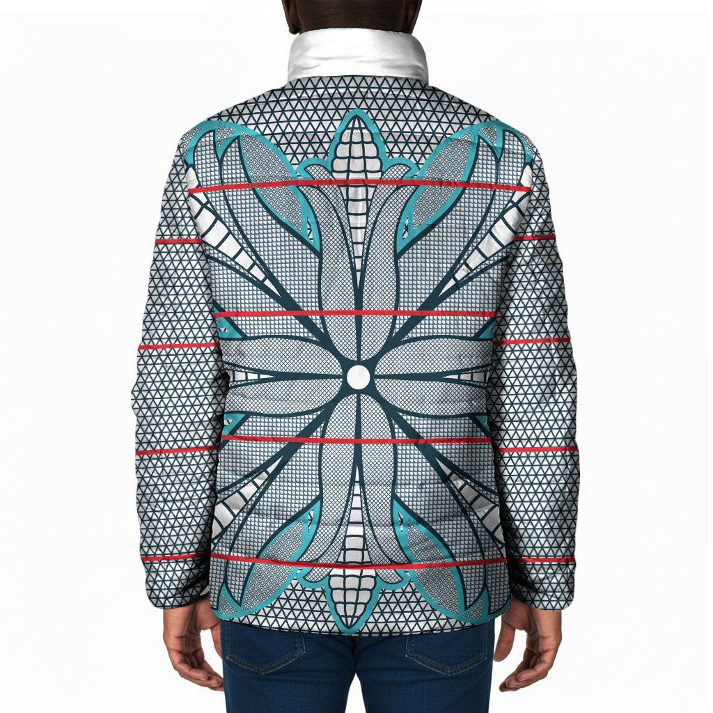 Cobalt Blue Khotso Mojalefa Poone Padded Jacket Basotho Khotso Blanket Inspired