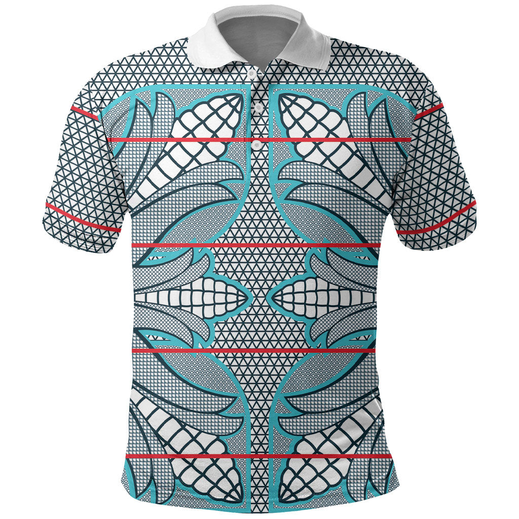 Cobalt Blue Khotso Mojalefa Poone Polo Shirt Basotho Khotso Blanket Inspired