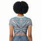 Cobalt Blue Khotso Mojalefa Poone Raglan Cropped T shirt Basotho Khotso Blanket Inspired