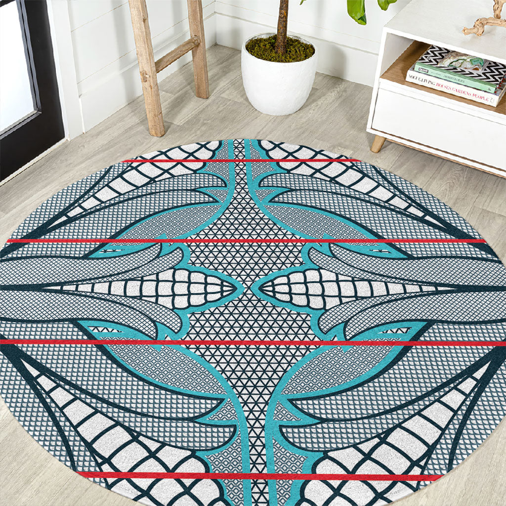 Cobalt Blue Khotso Mojalefa Poone Round Carpet Basotho Khotso Blanket Inspired