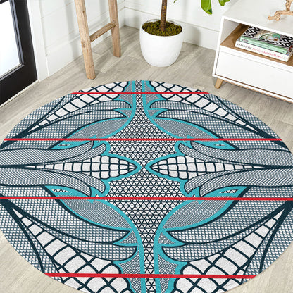 Cobalt Blue Khotso Mojalefa Poone Round Carpet Basotho Khotso Blanket Inspired