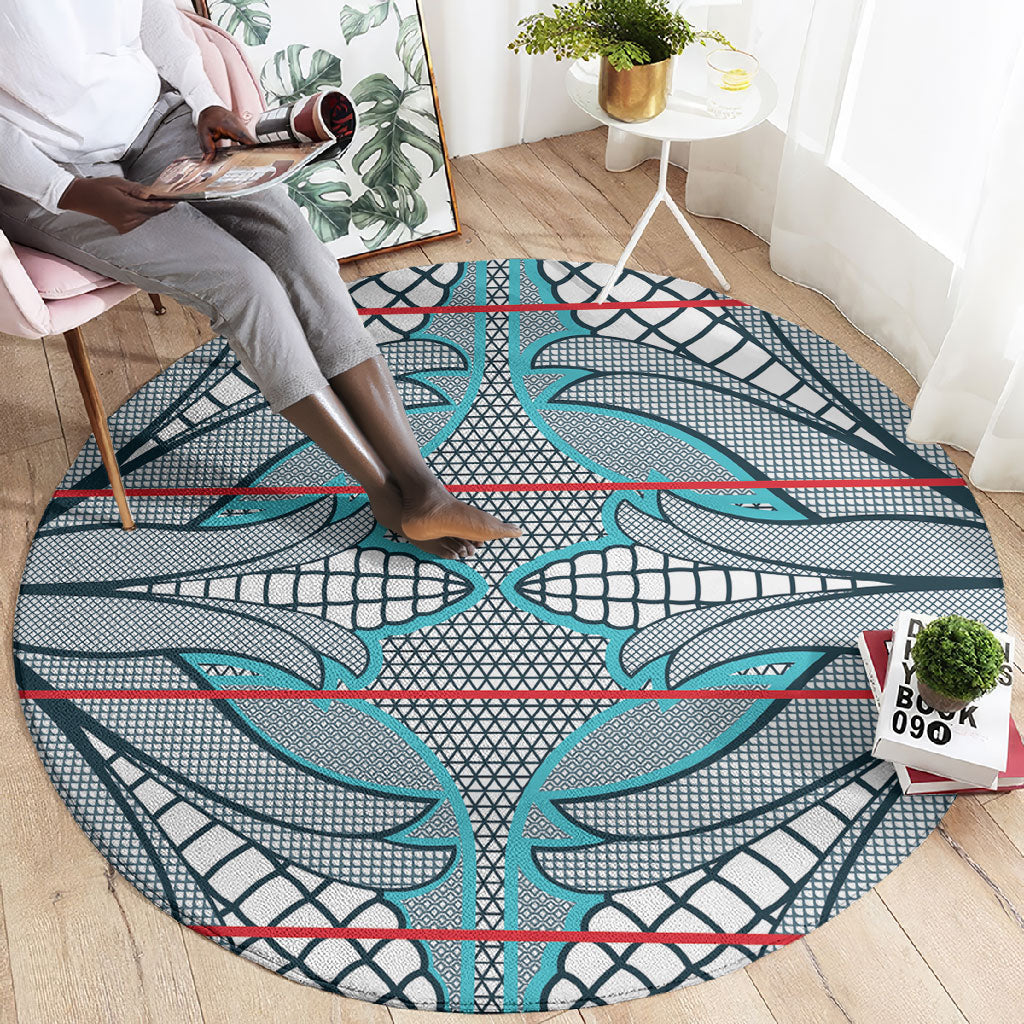 Cobalt Blue Khotso Mojalefa Poone Round Carpet Basotho Khotso Blanket Inspired