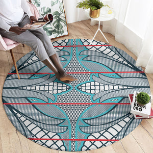 Cobalt Blue Khotso Mojalefa Poone Round Carpet Basotho Khotso Blanket Inspired