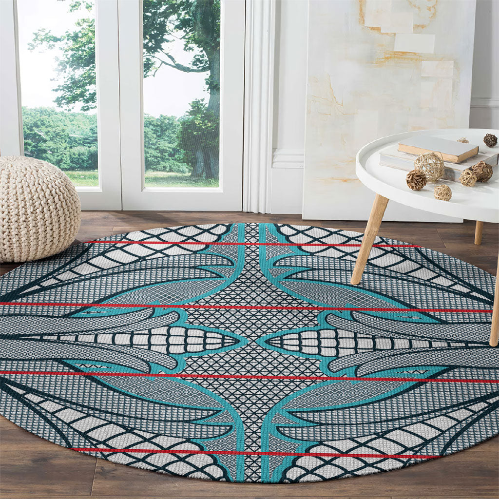 Cobalt Blue Khotso Mojalefa Poone Round Carpet Basotho Khotso Blanket Inspired