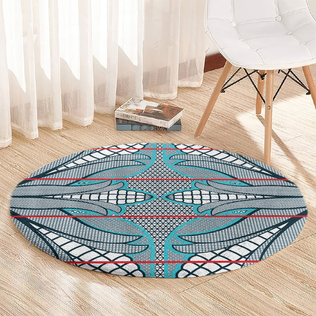 Cobalt Blue Khotso Mojalefa Poone Round Carpet Basotho Khotso Blanket Inspired