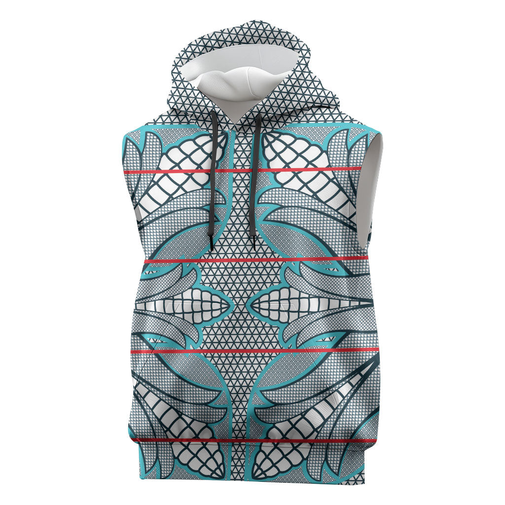 Cobalt Blue Khotso Mojalefa Poone Sleeveless Hoodie Basotho Khotso Blanket Inspired