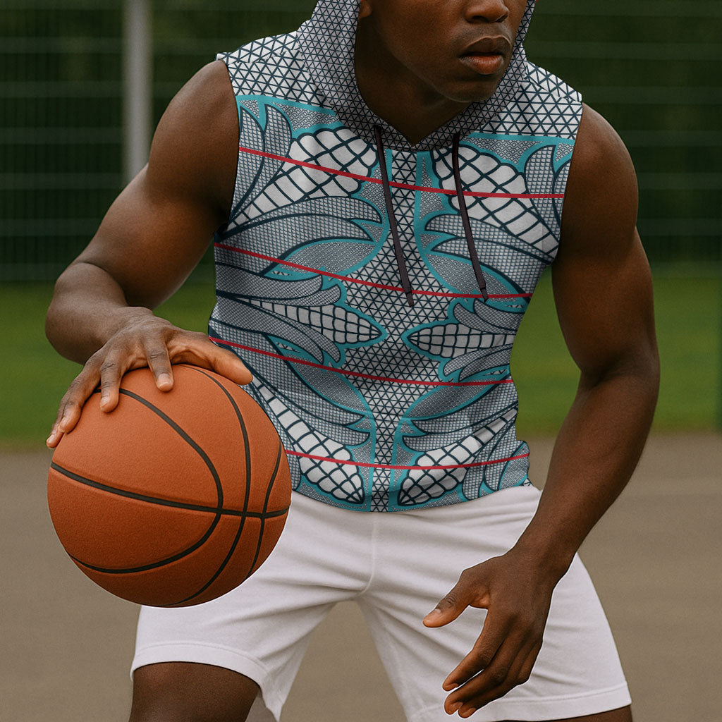 Cobalt Blue Khotso Mojalefa Poone Sleeveless Hoodie Basotho Khotso Blanket Inspired