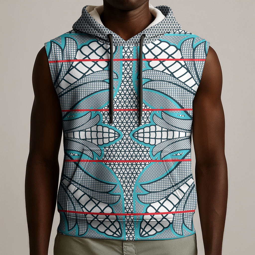 Cobalt Blue Khotso Mojalefa Poone Sleeveless Hoodie Basotho Khotso Blanket Inspired