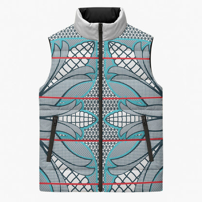 Cobalt Blue Khotso Mojalefa Poone Sleeveless Puffer Jacket Basotho Khotso Blanket Inspired