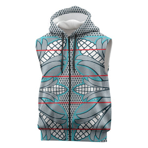 Cobalt Blue Khotso Mojalefa Poone Sleeveless Zip Hoodie Basotho Khotso Blanket Inspired